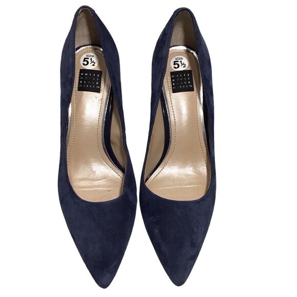 White House Black Market Blue Suede Pointed Toe Pumps Shoes Size 5.5 - Picture 1 of 8